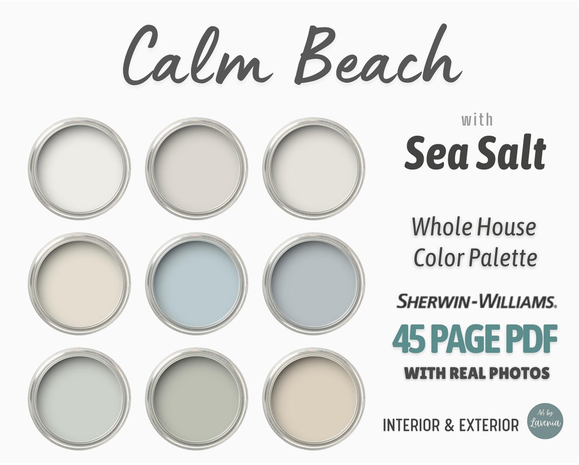 Sherwin Williams Beach House Color Palette With Sea Salt - Etsy