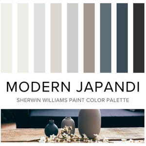 Japandi Color Palette: Sherwin Williams Home Paint Scheme - Modern and Trendy Neutrals for Whole House Interior, Walls, Cabinets and Accents