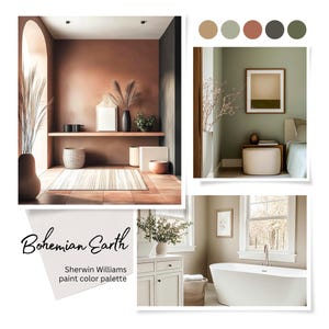 Sherwin Williams Boho Paint Color Palette Bohemian Earth, Color Scheme for Living Room, Bedroom ...