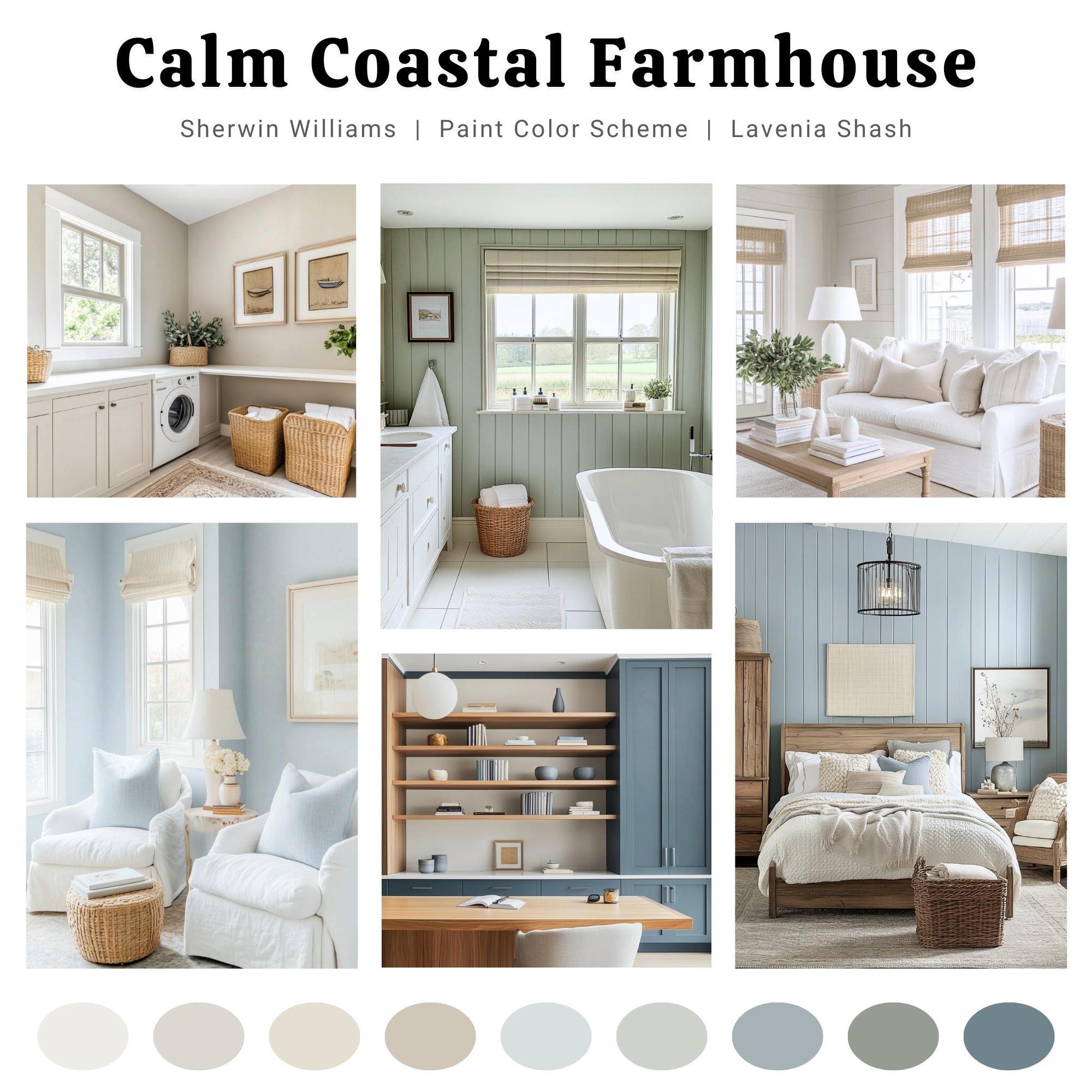 Calm Coastal Farmhouse Color Palette: Sherwin Williams Paint Palette ...