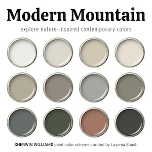 Modern Mountain Color Palette: Sherwin Williams Paint Scheme For Whole House Interior - Green, Black & Neutrals - Earth Tones, Organic Home.