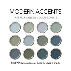Sherwin Williams Paint Palette: Modern Blue, Green, Teal, Turquoise Accent Colors - Whole House Guide.