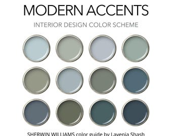 Sherwin Williams Paint Palette: Modern Blue, Green, Teal, Turquoise Accent Colors - Whole House Guide.