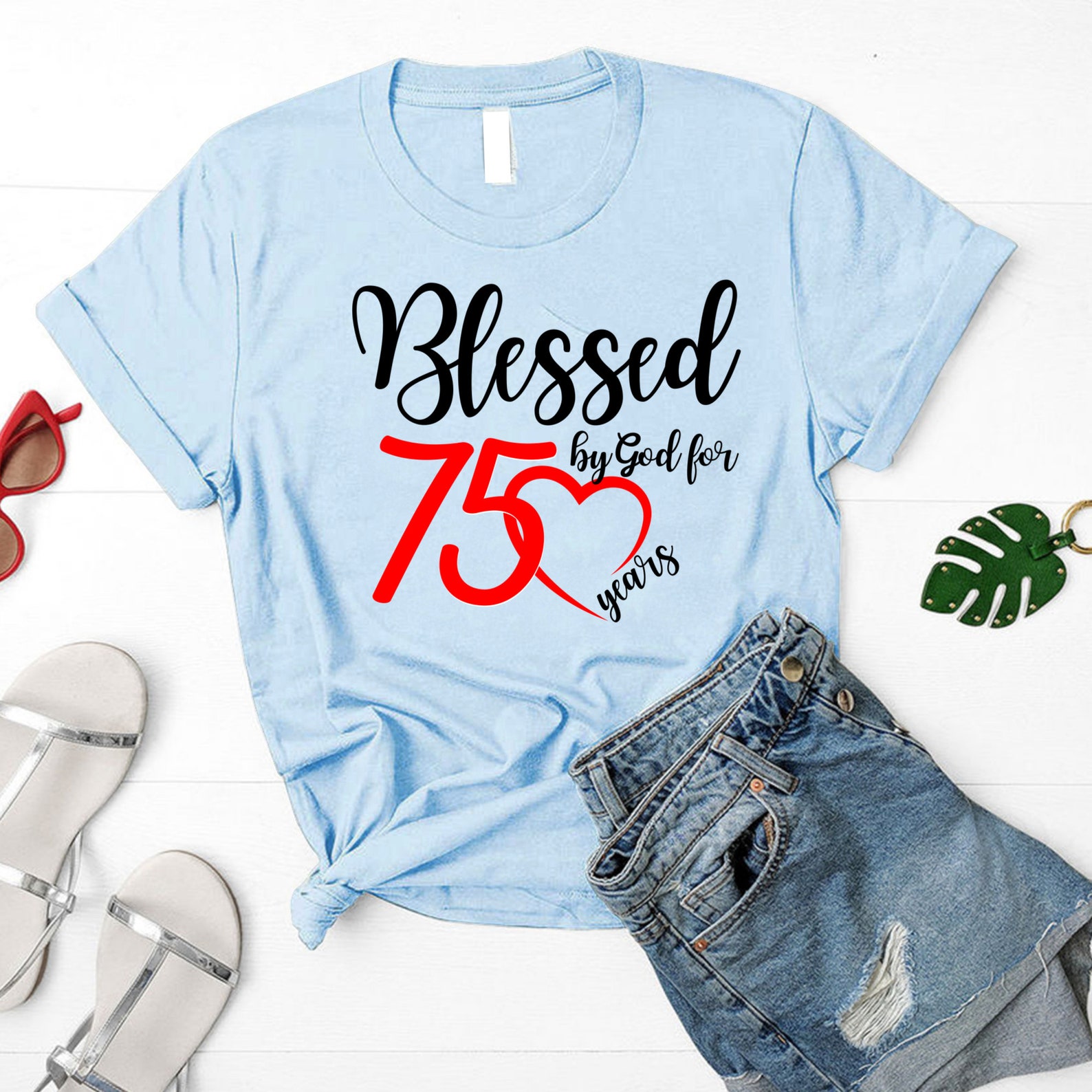 Blessed By God For 75 Years T-Shirt 75th Birthday Women | Etsy
