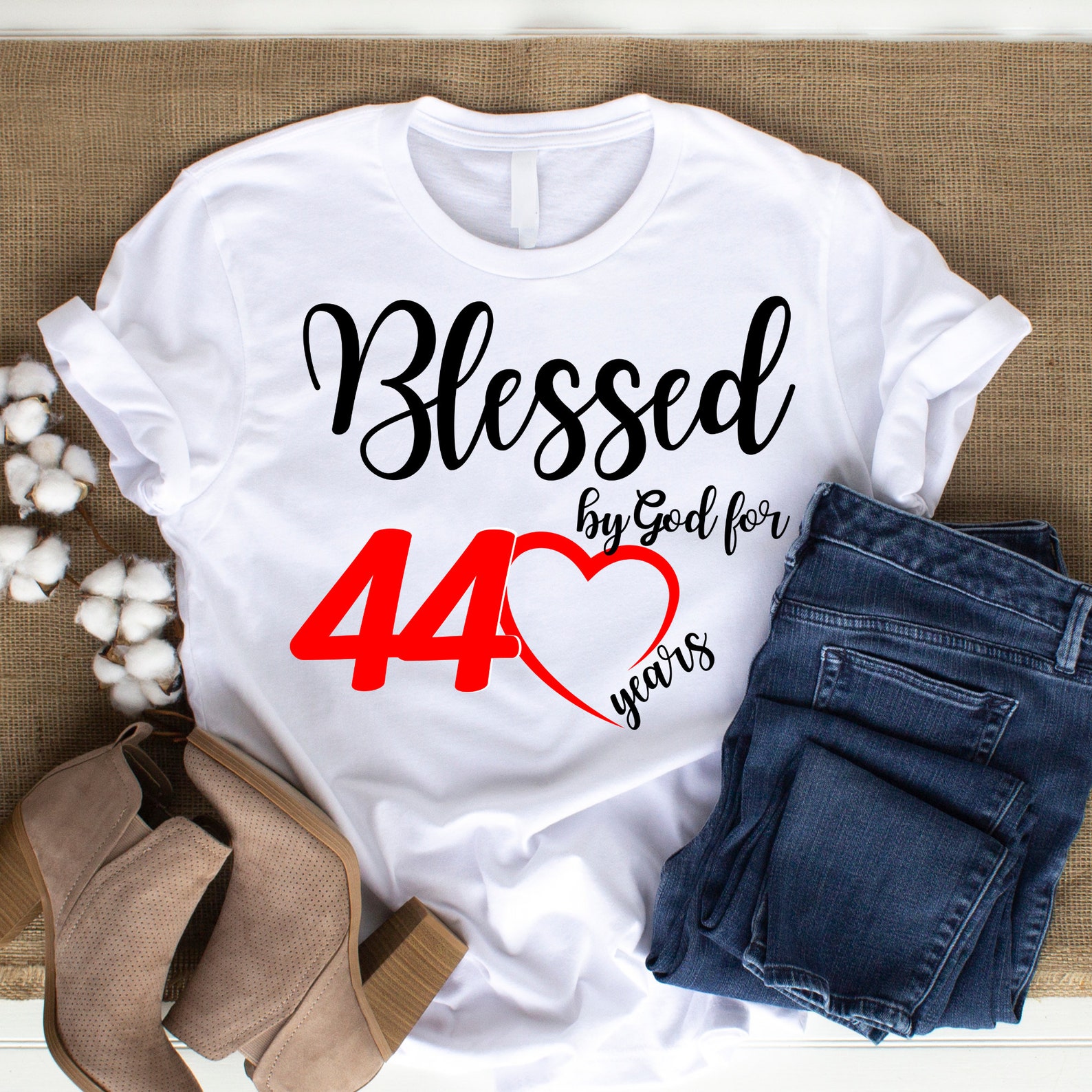 44th Birthday Shirt for Women Blessed by God for 44 Years | Etsy