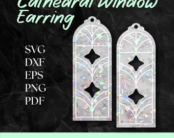Pendiente de ventana de catedral élfica SVG / Archivo cortado con láser