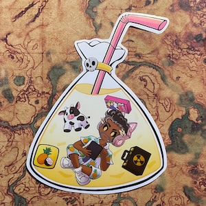 The Locked Tomb Sticker | Bag Drinks (John Gaius Piña Colada) | Glossy Vinyl Sticker Waterproof