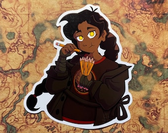 The Locked Tomb Sticker | Nona Eating Pencils (Nona the Ninth) | Glossy Vinyl Sticker Waterproof