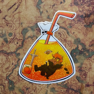 The Locked Tomb Sticker | Bag Drinks (Gideon Orange Soda) | Glossy Vinyl Sticker Waterproof