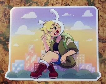 Hora de Aventuras / Fionna Gigante / Pegatina de vinilo brillante resistente al agua