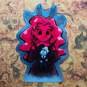 Lore Olympus Sticker | Giant Persephone and Tiny Hades | Glossy Vinyl Sticker Waterproof