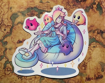 Super Mario Galaxy Sticker | Pajama Time Rosalina and Lumas | Glossy Vinyl Sticker Waterproof