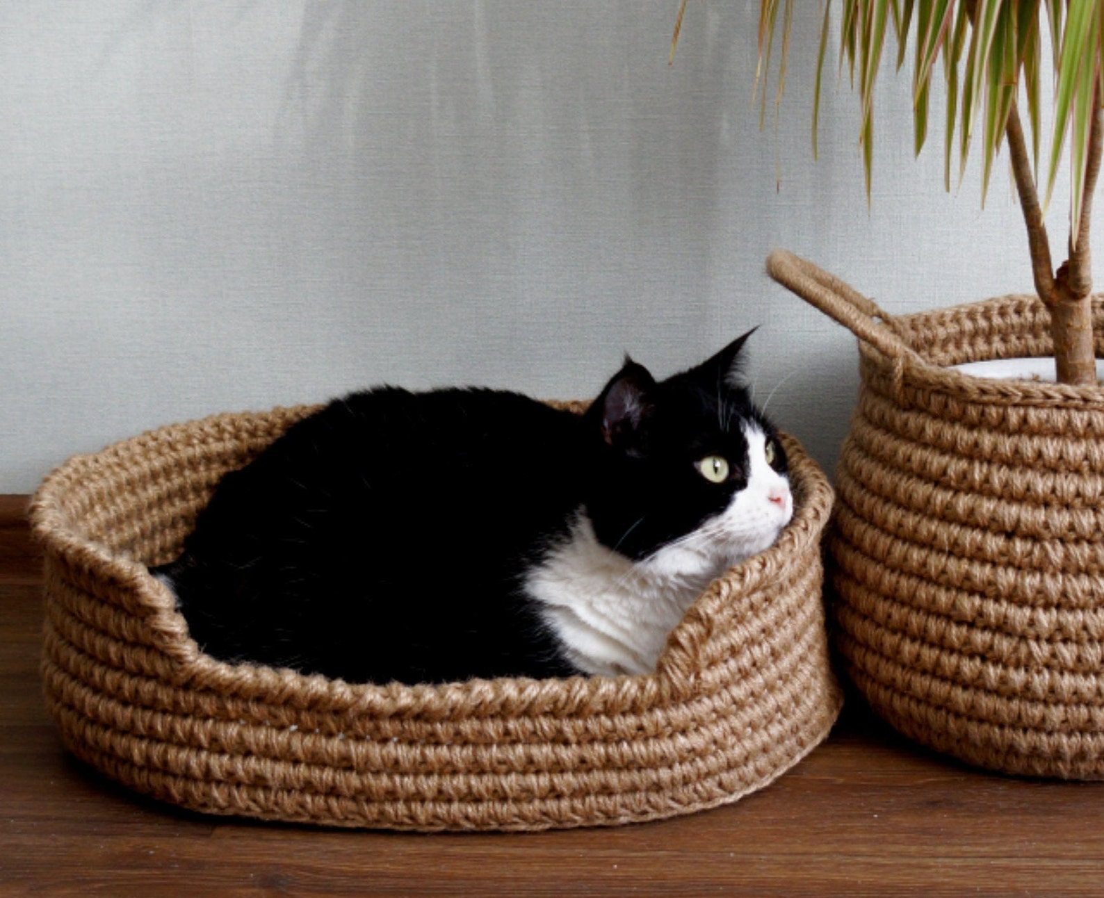 Handmade interior cat basket pets bed oval pet basket Etsy