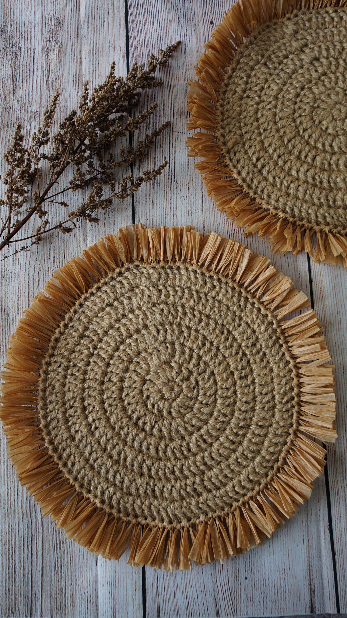 Natural Placemats Boho Placemats Fringe Placemats Handwoven Etsy