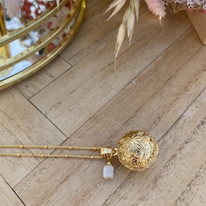 Harmony ball necklace with natural stone l Lithotherapy l Gift future mom l Bola l Futur mom