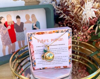 Harmony ball necklace with natural stone l Lithotherapy l Gift future mom l Bola l Futur mom