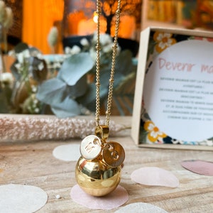 Bola de grossesse plaqué or personnalisé avec initiales l Idée cadeau future maman l Collier de grossesse pour femme enceinte
