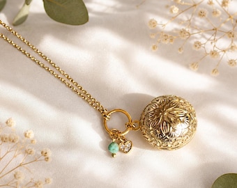 Gold Pregnancy Bola – Necklace for Expectant Mothers – Maternity Gift – Soothing Pregnancy Jewelry for Baby – Personalized Bola – Baby Shower Gift