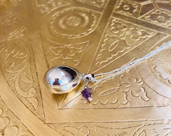 Drop silver pregnancy bola l natural fine stone Gift idea for future mother l Pregnancy necklace for pregnant woman