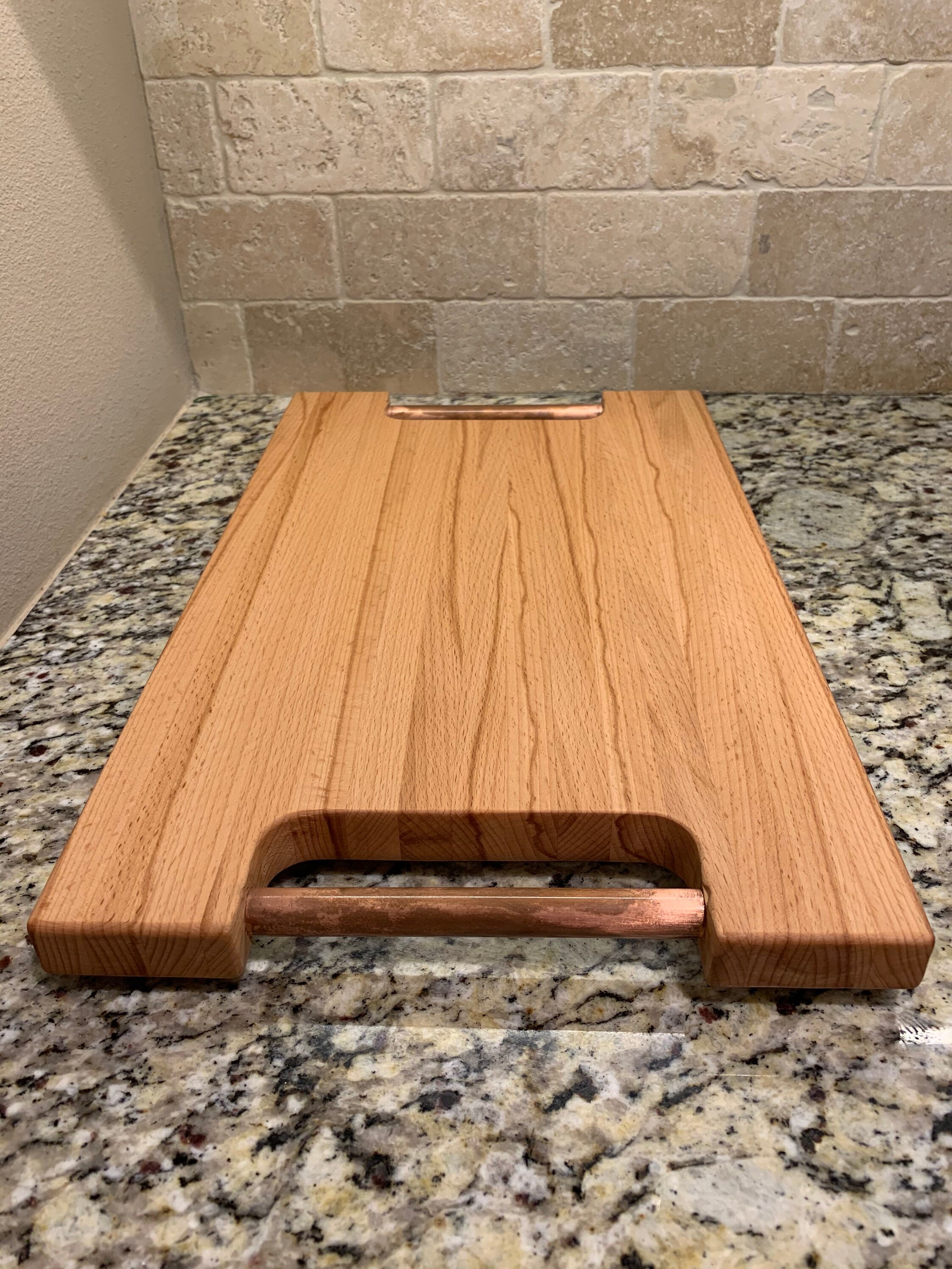 Handmade Beech Wood Serving Cutting Board Tray with Copper Etsy