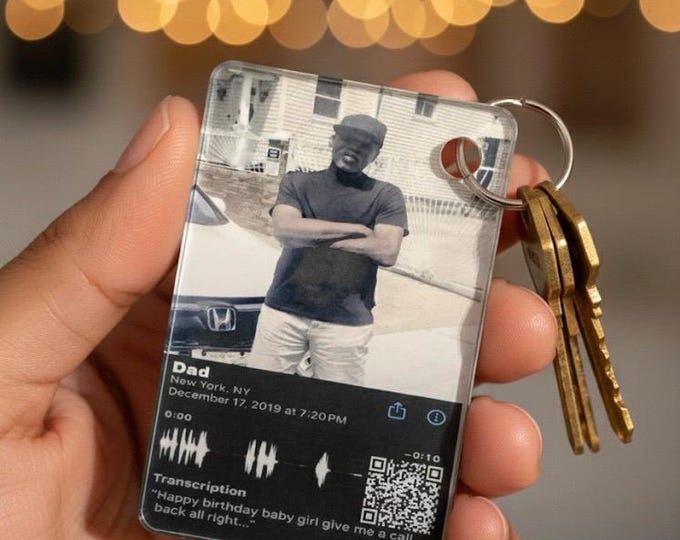 Custom Voice Recording Keychain Sound Wave QR Code. Personalize Voice or Song Gift- Husband/ Wife/ Friend/ Parents/ Loved Ones