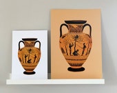 Olive Pickers - Black-Figure, Terracotta Amphora, Ancient Greek, Attic Vase Print