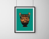 Amazons Amphora - Amazon women vs Greeks, red-figure amphora print