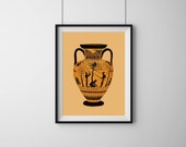 Olive Pickers - Black-Figure, Terracotta Amphora, Ancient Greek, Attic Vase Print