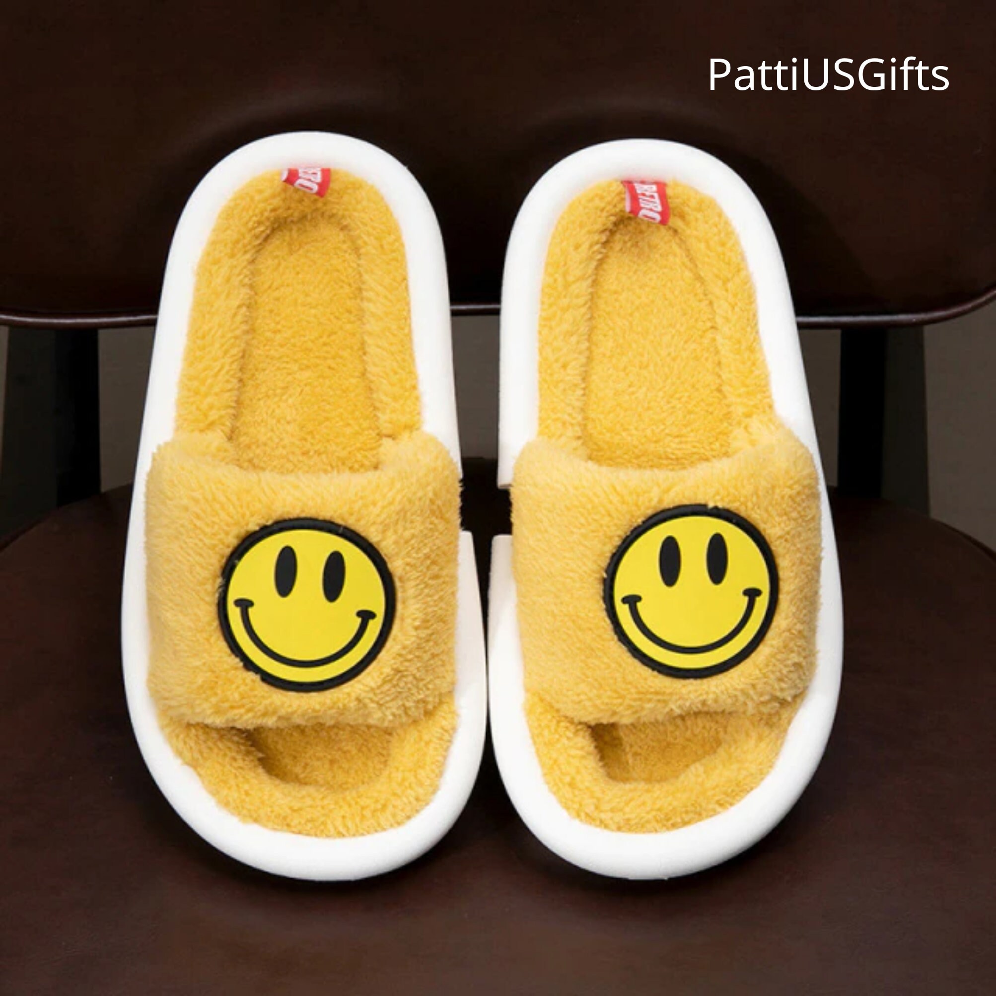 yellow smiley slippers