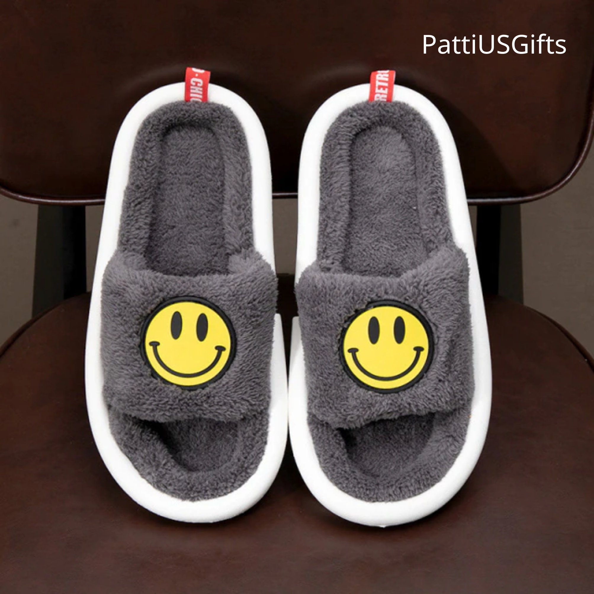 yellow smiley slippers