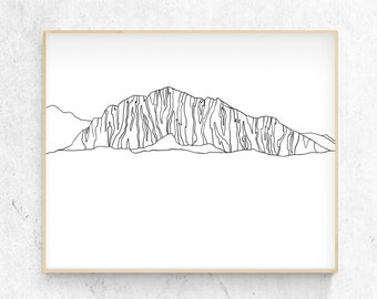 Mount Yamnuska - minimalist line art - printable download