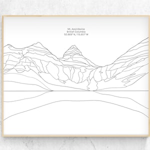 Mt Assiniboine, BC line art - Digital download to print from home or at a shop