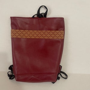Handmade faux vegan leather backpack