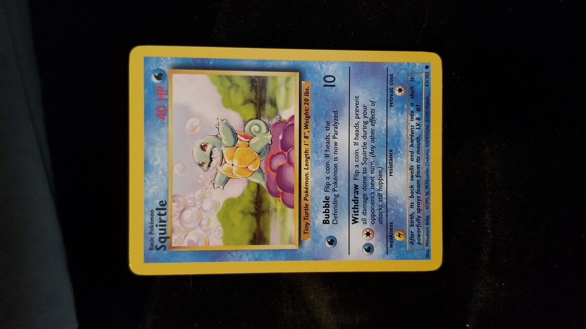 1999 Squirtle Pokemon Card 63/102 - Etsy