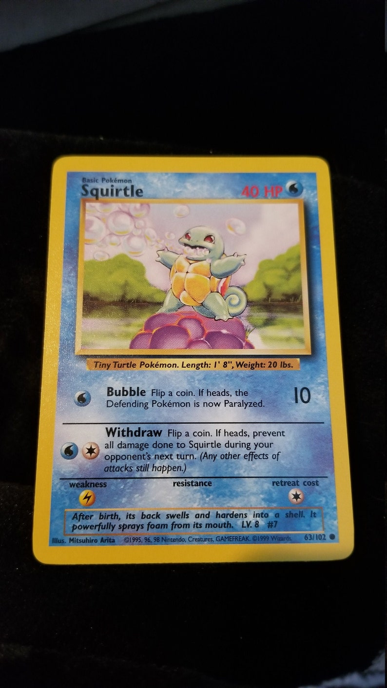1999 Squirtle Pokemon Card 63/102 - Etsy