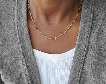 Tiger eye necklace, gold tiger eye necklace, dainty gemstone necklace, gold minimalist gemstone necklace, sterling silver tiger eye necklace