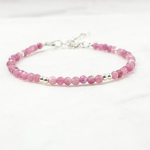Pink tourmaline gemstone bracelet, gemstone bracelet, October birthstone, dainty bracelet, dainty bracelet, gold filled, sterling silver