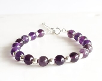 Amethyst gemstone bracelet, February birthstone jewelry, Gold filled amethyst jewelry, Rose gold amethyst jewelry, silver amethyst bracelet