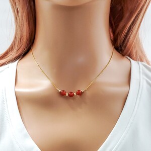 Carnelian gemstone necklace, gold carnelian necklace, orange carnelian necklace, July birthstone, July birthday, crystal necklace