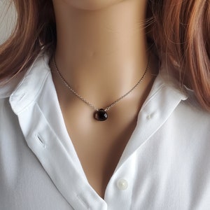 Smokey quartz gemstone necklace, minimalist necklace, simple gemstone necklace, smoky quartz necklace, crystal necklace, gift for her