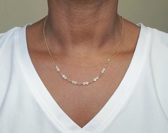 Moonstone gemstone gold filled necklace, Moonstone sterling silver necklace, June birthstone jewelry, dainty gemstone necklace,