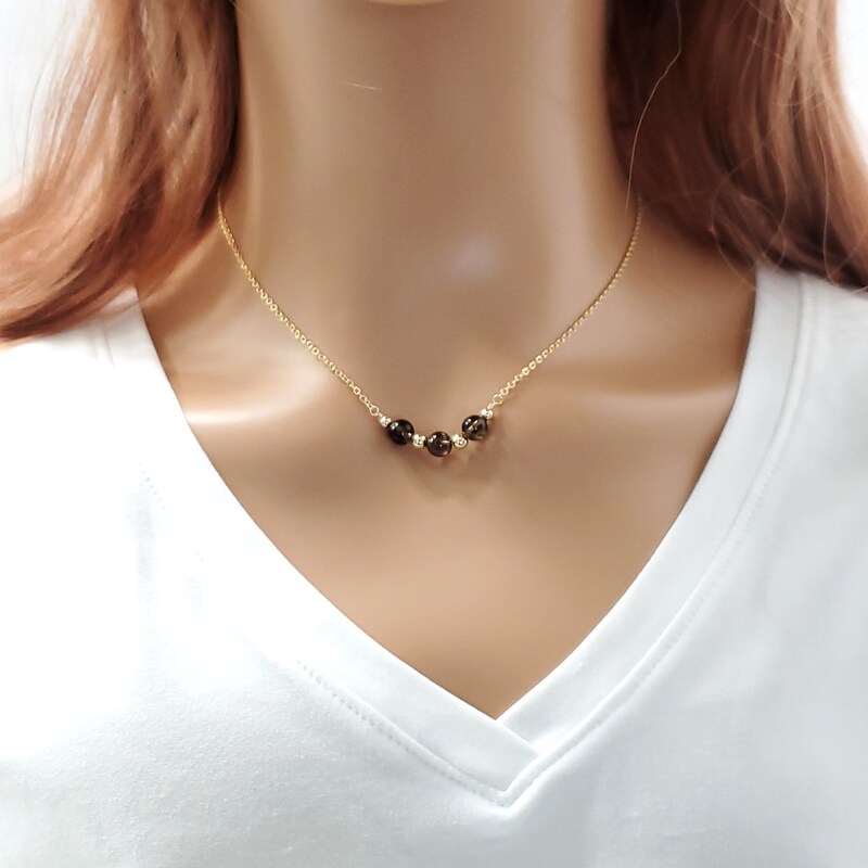 •CREST• smoky quartz + gold necklace (various lengths)