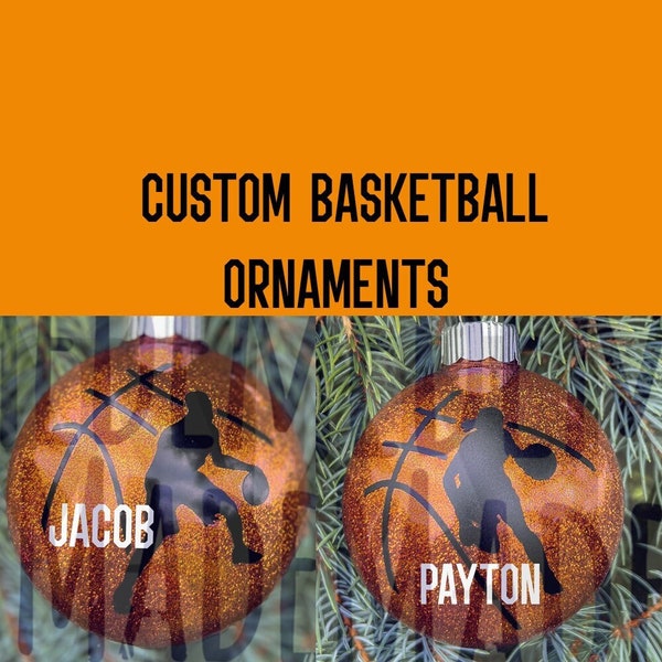 Basketball Christmas Ornament - Basketball Glittered Ornament - Personalized Basketball Ornament - Girl's Basketball - Boy's Basketball