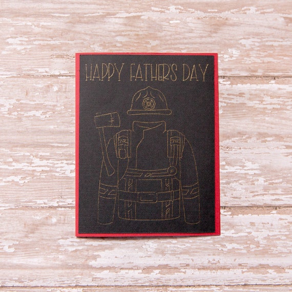 Father's Day Card | Handmade Card | Firefighter Dad | Thin Red Line | Fire Fighter Father's Day Card | Dad is My Hero | Foil Card