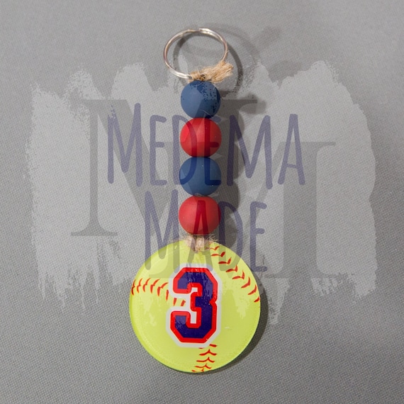 Personalized Softball Keychain | Softball Team Gift | Mom Life | Softball Mom | Player Number |Custom Gift | Equipment Bag Tag | Fastpitch