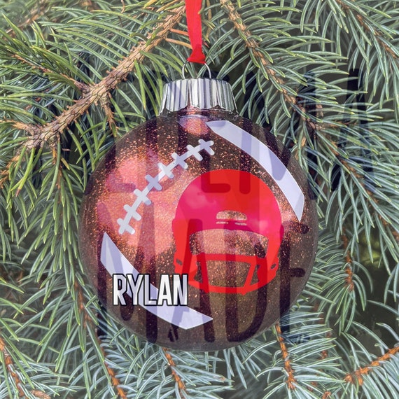 Football Helmet Christmas Ornament - Team Colors Football Glittered Ornament - Personalized Football Ornament - Football Team Gift