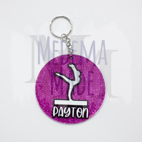 Personalized Gymnastics Bag Tag | Glitter Gymnastics Keychain | Gymnastics Backpack Tag | Gymnastics Team Gift | Custom Gymnast Gift |