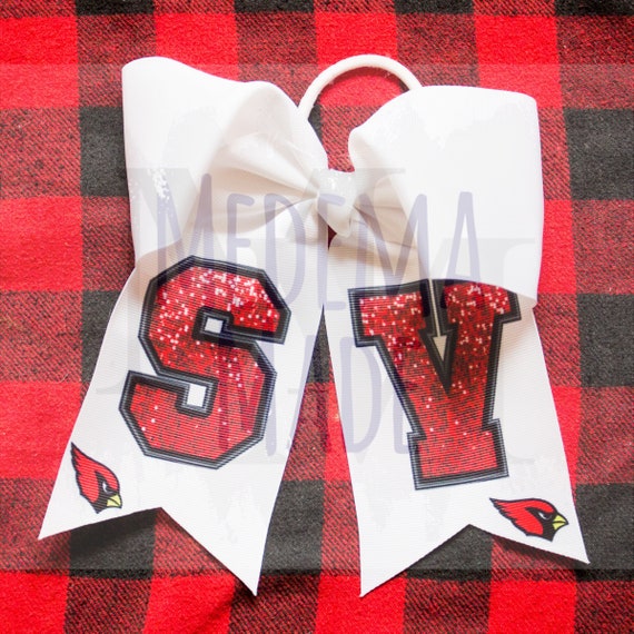 Stillman Valley Cardinals White Cheer Bow | Faux Sequin Bow | Cheer Bow | Gymnastics Bow