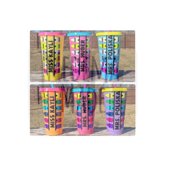 Teacher Crayon Color Changing 24 oz Tumbler | Teacher Appreciation Gift | Color Change Crayons Tumbler | Custom End of Year Teacher Gift |