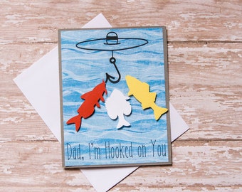 Father's Day Card | Handmade Card | Fisherman Dad | Hooked on Dad | Fishing | Outdoorsman